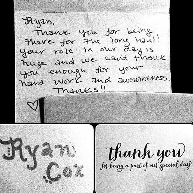 Coxx Events client's thank-you notes